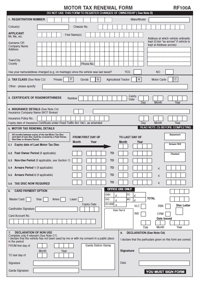 Form RF100A