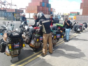 Arriving Dublin Port and meeting Vespa Club of Ireland members.