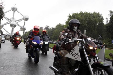 Belgian riders protest in Brussels