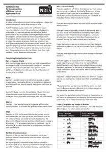 Guidance notes for the completion of Driving Licence Application Form